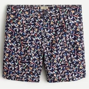 J. Crew x Liberty Swim Trunks in Liberty swimmers print- Navy/Multi- 38